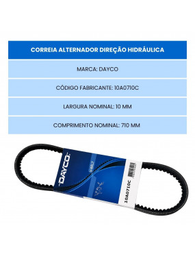 Correia do Alternador Peugeot 106 205 306 Citroen AX 1.4 8V Direção Hidráulica - DAYCO 10A0710C