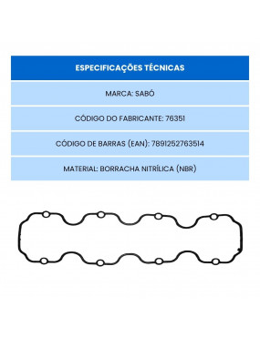 Junta Tampa de Válvula Borracha Celta Corsa Cobalt Meriva Montana Spin Palio Siena - Sabó 76351