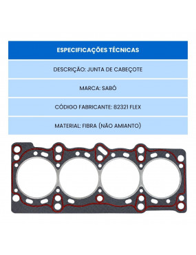 Junta Cabeçote Fibra Baspack Fiat Uno Palio Siena Punto Strada Fiorino Flex Gasolina - Sabó 82321FLEX