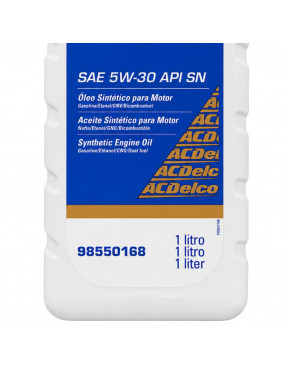 Óleo Lubrificante Motor 5W30 API SN Sintético SN 98550168 Chevrolet - ACDelco 1 Litro