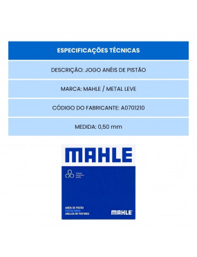 Jogo Anéis Pistão 050 Vw Gol Parati Saveiro Motor Ap - Mahle A0701210050