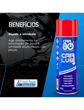 Spray Lubrificante Antiferrugem Car Lub Elimina Umidade Limpa Protege Multiuso - 300ml