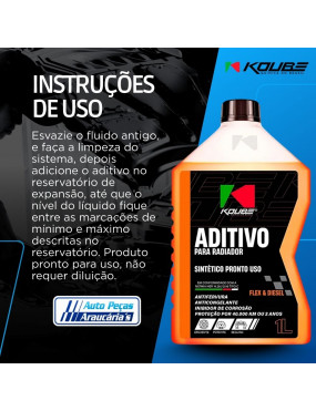 Aditivo Radiador Sintético Pronto Uso Laranja Koube - 1 Litro