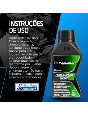 Limpa Radiador Orgânico Premium Arrefecimento Uso Profissional Limpeza Completa Koube - 450ml