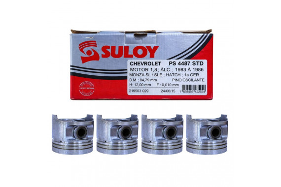 Jogo de Pistão Monza 1.8 8v Álcool 1983 até 1986 Medida STD Suloy - PS4487STD