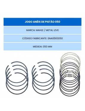 Jogo de Anéis Pistão 050 Gol Parati Voyage Apolo Pampa Belina Escort Metal Leve Original SNA6563050