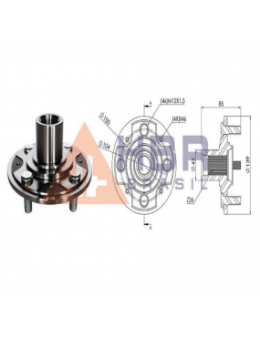 CUBO RODA DIANTEIRA SEM ROLAMENTO 26 DENTES FURO 43MM HBR