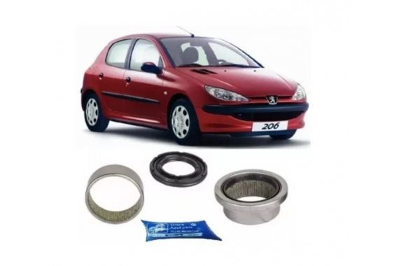 Kit Rolamento Eixo Traseiro Peugeot 206 1.0 1.4 1.6 8v 16v Com Barra Estabilizadora 