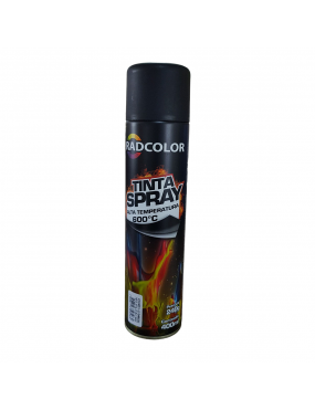 Spray Tinta Preto Fosco Alta Temperatura 400ml Radcolor..