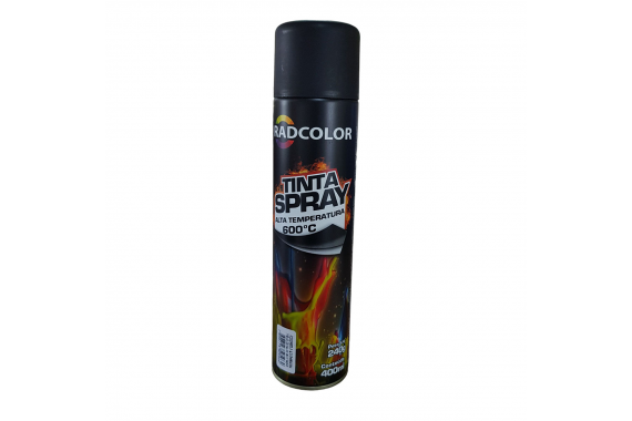 Spray Tinta Preto Fosco Alta Temperatura 400ml Radcolor