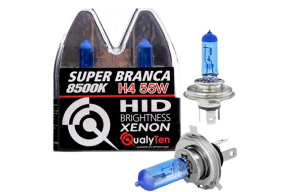 Kit Par Lâmpada H4 55w 12v 8500k Hid Brightness Super Branca