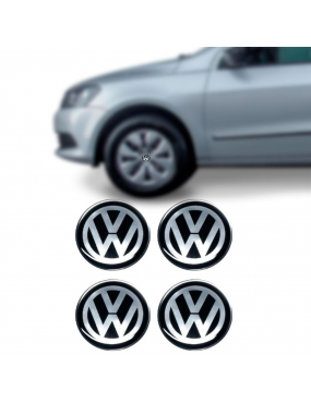 Emblema Calota Resinado Vw Preto 51mm New Kar