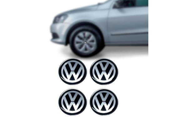 Emblema Calota Resinado Vw Preto 51mm New Kar