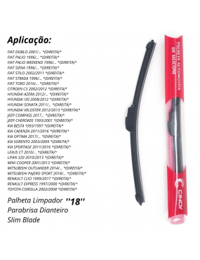 Palheta Limpador Parabrisa Dianteiro Slim Blade Cinoy