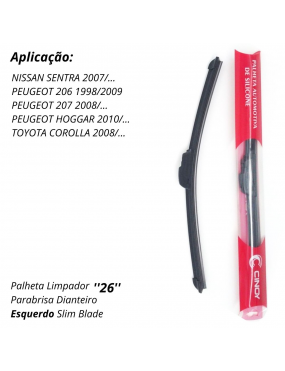 Palheta Limpador Parabrisa Dianteiro Esquerdo Slim Blade Cinoy