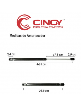 AMORTECEDOR TAMPA TRASEIRA CINOY CITROEN C3 2001/... PEUGEOT 3008 2009/2016