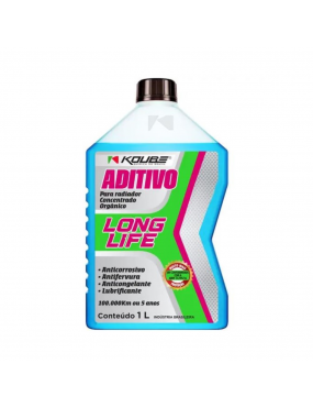 Aditivo Radiador Organico Concentrado Long Life Azul 1 Litro 100.000km Ou 5 Anos Koube