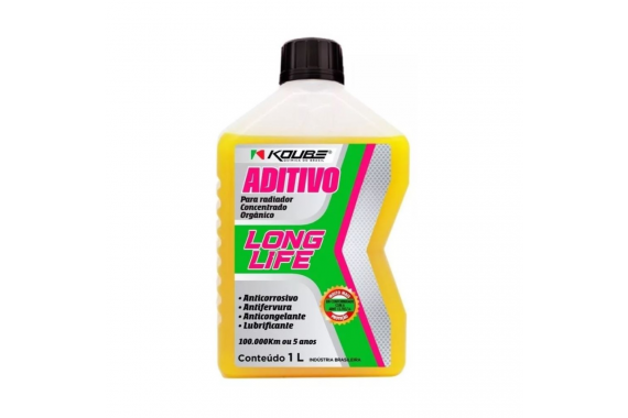 Aditivo Radiador Organico Concentrado Long Life Amarelo 1 Litro 100.000km Ou 5 Anos Koube