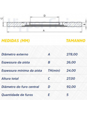 PAR DISCO FREIO DIANTEIRO VENTILADO HF352C