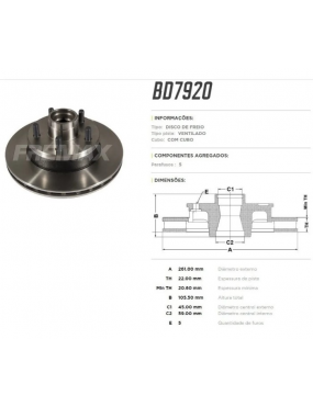 PAR DISCO DIANTEIRO VENTILADO BD7920