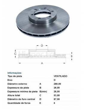 PAR DISCO FREIO DIANTEIRO VENTILADO HF353A